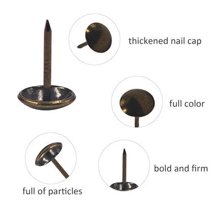 200PCS 11 * 17mm Upholstery Tacks, Decorative Furniture Nails, Round Head Bronze Thumb Tacks for Sofa, Chair, Cork Board, DIY Projects - size: 0.43"