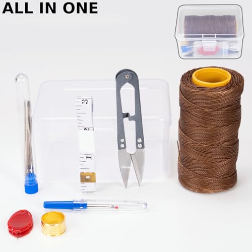 Sail Repair Kit with Sail Needle, Thick Waxed String Whipping Twine Brown - color: Brown