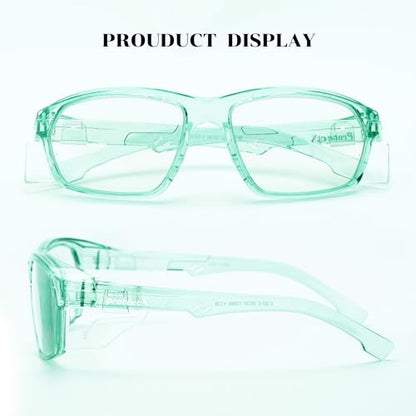 ProtectX Stylish Safety Glasses Anti-Fog Scratch Jade Clear - 2PC - color: 2 Pack Jade