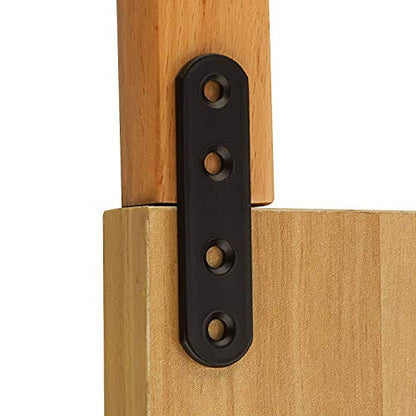 AKOLAFE 60Pcs Black Mending Plates 3.15 Inch Straight Metal Braces for Wood Cast Iron Heavy Duty Flat Bracket for Repairing Fixing Furniture Dresser Bed Table Shelf Fastener Hardware (80x20x3 mm)