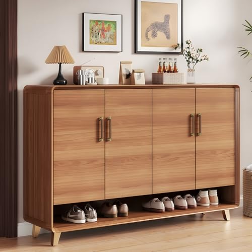 SALISENG-5 Pack Walnut Wood and Antique Brass Kitchen Cabinet Pulls,5 Inch Brass Dresser Drawer Handles, Modern Furniture Pulls for Cupboard Wardrobe Closet Cabinet Hardware - size: 5 Inch Hole Center