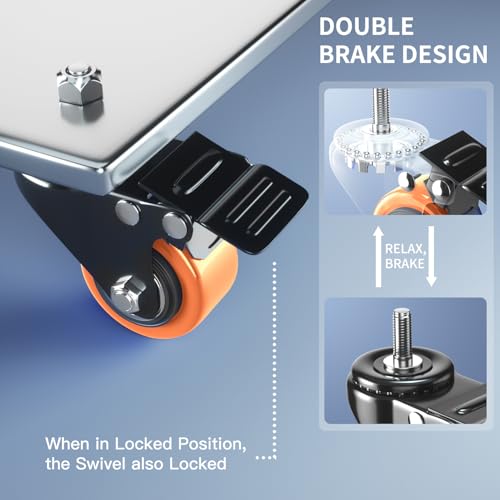 Stem Casters Set of 4 Heavy Duty, 2 inch Swivel Screw in Caster Wheels - color: Orange, size: 2in(1/2"-13)