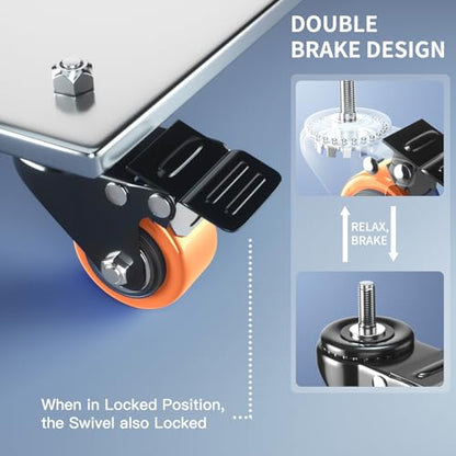 Stem Casters Set of 4 Heavy Duty, 2 inch Swivel Screw in Caster Wheels - color: Orange, size: 2in(1/2"-13)