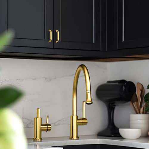 HOME EDIT Gold Solid Cabinet Handles & Pulls 3-3/4 Inch 10 Pack - color: Brushed Brass, size: 3-3/4 inches Hole Center