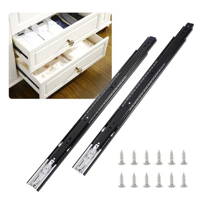 10 Pairs 16 Inch Soft Close Drawer Slides, Heavy Duty Side Mount Cabinet Glides with Ball Bearing & 110LB Capacity (3-Fold Full Extension) for Dresser, Kitchen, Bathroom, Office, Workshop - style: Black-10 Pairs