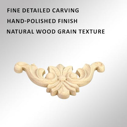Wood Appliques 12PCS 3.1in Corner Onlays Wooden Embellishments - size: 3.1inch(8cm)