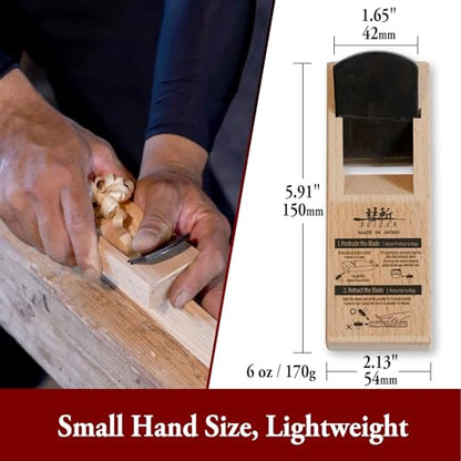 SUIZAN Kanna Japanese Wood Planer 1.7" Single Blade - Hand Block Plane - size: 1.7 inch (42mm) 1-Blade