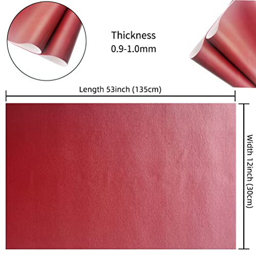 HYANG Smooth Solid Color Dark Red Faux Leather Sheets 1 Rolls 12"X53" (30cmX135cm),Faux Leather is Great for, Bows,Earrings Handmade DIY Craft Projects Making - color: Dark Red