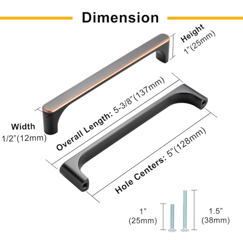 10 Pack 5 Inch Oil Rubbed Bronze Drawer Pulls Brushed Bronze Cabinet Handles Bronze Hardware for Kitchen Cabinets 3126 Drawers Bedroom Dresser Bathroom Vanity Cupboard - color: Oil Rubbed Bronze, size: 5 In Hole Distance