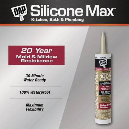 Silicone Max Kitchen and Bath Silicone Sealant, Almond, 10.1-oz.