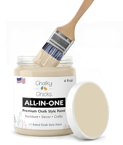 Chalky Chicks Cuppa Latte 4 Fl Oz Chalk Paint for Furniture All in One - color: Cuppa Latte (Tan), size: 4 Fl Oz (Pack of 1)