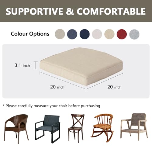 Goodgoods 20x20 Outdoor Chair Cushions Set of 2, 35D Foam, Biscuit - color: Biscuit, size: 20"x20" 2pcs