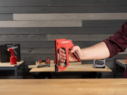 Arrow T501 5-in-1 Manual Staple and Nail Gun, Wire Stapler, and Brad Nailer for Wood, Upholstery, Construction, Insulation, Crafts, Fencing, and Cable, Black/Red - size: (Pack of 1)