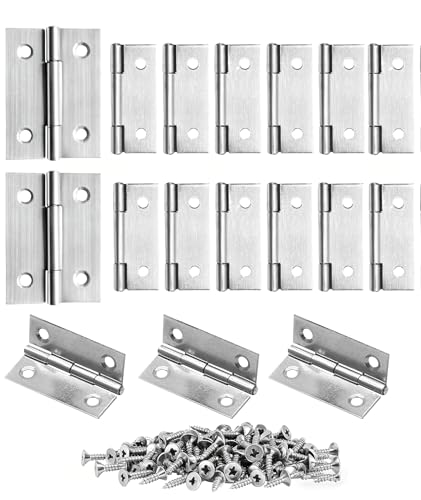 18 PCS 1.75 * 1.25 inches Stainless Steel Mini Small Hinges with Screws, Suitable for DIY Wooden Boxes, Small Cabinets, Jewelry Boxes Flat Hinges, Furniture, Woodworking Craft Project, Silver - size: 1.75IN-18PCS