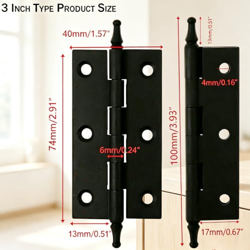 3 Inch Folding Butt Hinges, Brushed Bronze, 2Pcs - color: Matte Black, size: 3 Inches