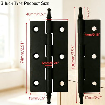 3 Inch Folding Butt Hinges, Brushed Bronze, 2Pcs - color: Matte Black, size: 3 Inches