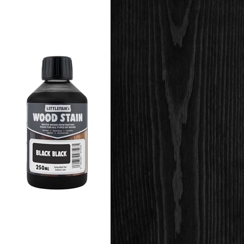 Littlefair's Wood Stain Water Based - 8.5oz/250ml - Indoor Furniture Stain - Light & Dark Finishes - Special Non Toxic & Eco Friendly Formula - Wood Stain for Crafts - Color: Black Black - color: Black/Black, size: 8.5oz/250ml