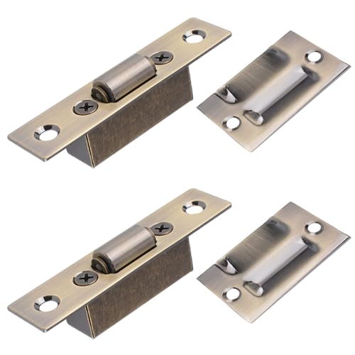 INCREWAY 2Sets Adjustable Silent Roller Catch, Heavy Duty Door Ball Catch with Strike Plate for Closet Cupboard Door, Bronze - color: Antique Bronze, size: 2 Pieces