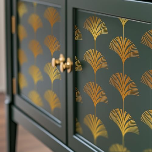 Gold Foil Rub on Transfer for Furniture DTF Transfers for Wood Drawer Decor, Ginkgo - style: Ginkgo