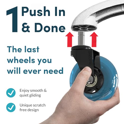 Lifelong Office Chair Wheels Replacement, Heavy Duty, Blue, 5-Pack - color: Blue, size: 3 Inch