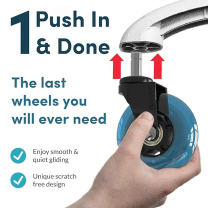 Lifelong Office Chair Wheels Replacement, Heavy Duty, Blue, 5-Pack - color: Blue, size: 3 Inch