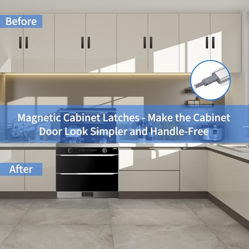 15 Pack Push Open Door Latch - Heavy Duty Aluminum Magnetic Cabinet Latch, Touch Release Hardware for Hidden Doors, Kitchen Drawers and Closets, Handle-Free Push to Open Cabinet Catches - size: 15 Pcs Single Magnetic Push Latch