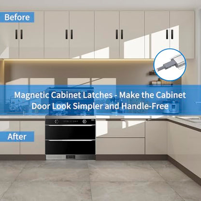 15 Pack Push Open Door Latch - Heavy Duty Aluminum Magnetic Cabinet Latch, Touch Release Hardware for Hidden Doors, Kitchen Drawers and Closets, Handle-Free Push to Open Cabinet Catches - size: 15 Pcs Single Magnetic Push Latch