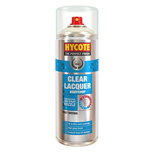 Hycote Clear Coat Spray Paint, Bodyshop Clear Lacquer 13.5 Oz - Intergrated Professional Fan Spray Nozzle, Fast Drying, Metal, Plastic and Glass Surfaces, 400ml - color: Clear, size: 13.5 Ounce (Pack of 1)