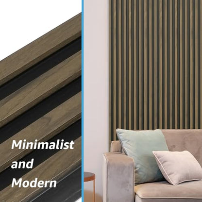 Art3d 96 x 6 Inch 3D Fluted Wood Textured Slat Wall Panel, 8-Pack, Ebony - color: Ebony, size: 96*6