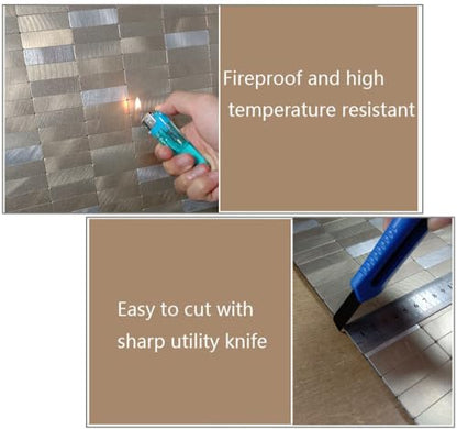 XUANINY Peel and Stick Tile Backsplash Self- Adhesive Wall Tiles Aluminum Mosaic Sticker for Kitchen (11.33"x11.92" Per Sheet, Pack of 8 pcs) (Frosted Champagne+Frosted Silver 8) - color: Frosted Champagne+Frosted Silver 8