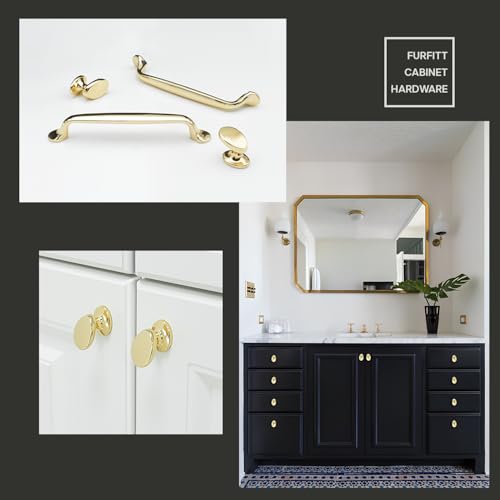 4 Pack Cabinet Knobs Polished Gold Solid Zinc Alloy Polished Brass Pulls for Dresser Drawers Shiny Gold Kitchen Cupboard Bathroom Furniture Hardware - color: 4pack - Polished Gold, size: Knob