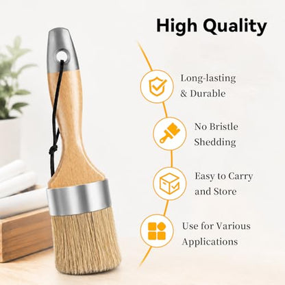 5 Pack Natural Bristle Chalk Wax Brush, Brushes for Furniture - size: 1 Large, 3 Small, Paddle Brush