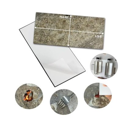 AULIGET 100-Piece Beige & Brown Slate Peel and Stick Backsplash Wall Tiles, 3" x 6" PVC Faux Stone Stick on Tile for Backsplash Kitchen, Bathroom, Laundry Room, Camper, Fireplace - color: Beige & Brown Slate