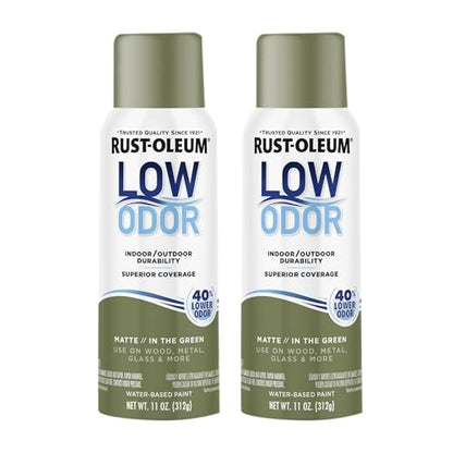 Rust-Oleum Low Odor Premium Spray Paint, Matte In The Green - color: In The Green, size: 11 Ounce (Pack of 2)