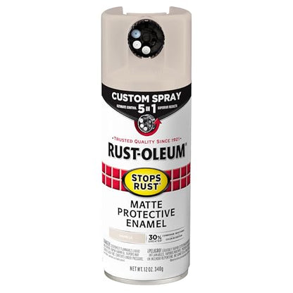 Rust-Oleum Stops Rust Custom 5-in-1 Spray Paint, Matte Oat Milk White - color: Matte Oat Milk White, size: 12 Ounce (Pack of 1)