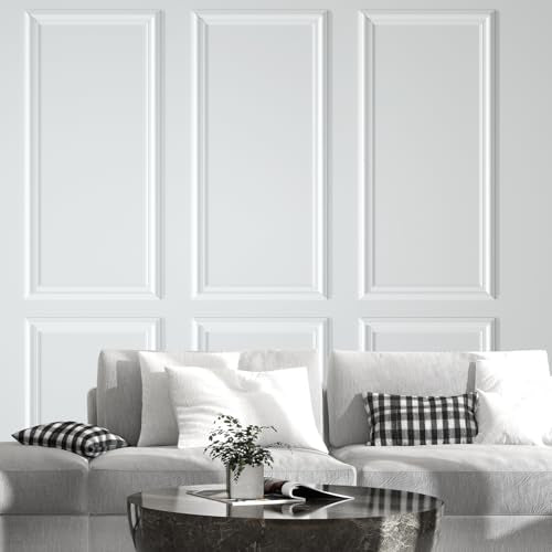 NeatiEase Peel and Stick Wall Molding Kit 6-Frame Pre-Made, Ready-to-Assemble Wall Moulding Panel Frame, Self-Adhesive Wainscoting Panels, Molding Trim for Interior Walls Doors Home Decor (54"x24") - color: Width:1.7", White, size: 54"x24"