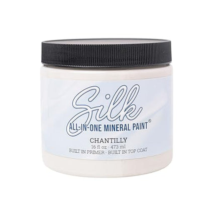 Dixie Belle Silk All-in-One Mineral Paint | Chantilly (16oz) | Warm Off White With Beige Undertones All-in-One Water Based Primer + Topcoat | Durable Furniture Paint | Low Reflective Finish - color: Chantilly, size: 16 Fl Oz (Pack of 1)