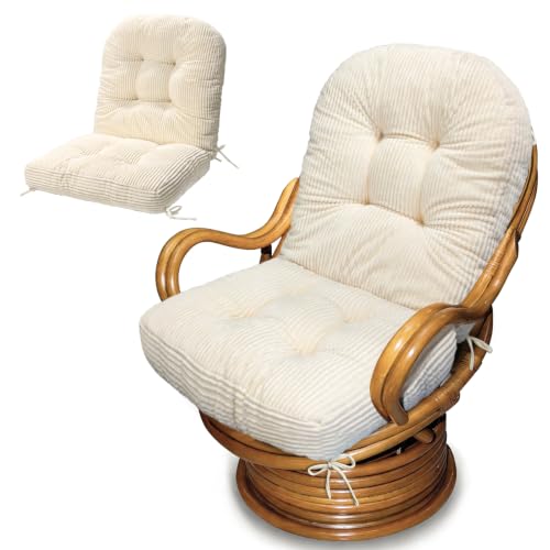Swivel Rocking Chair Cushion, 48"x24"x6" Egg Chair Cushions with Corduroy Cover for Indoor/Outdoor Use,Waterproof and Fade-Resistant(Milk White) - color: Milk White