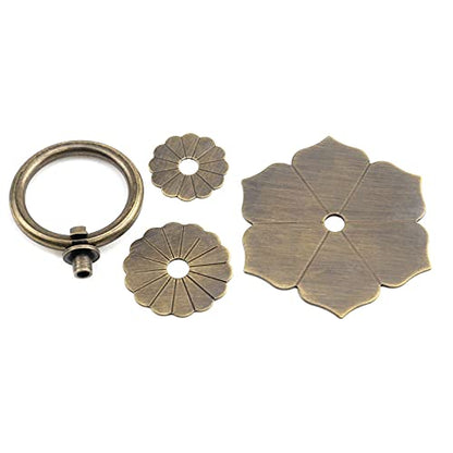 Bitray Drop Ring Knobs Antique Bronze Tone Ring Pulls Flower Shape Pulls - color: Antique Bronze
