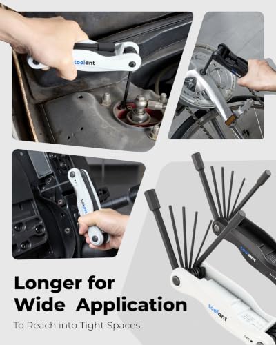 toolant 11PCS Long Arm Folding Allen Wrench Set, Metric Hex Key Set 1.5mm-12mm, Extended Reach Allen Key Set with 4 Inch Long Arms, CRV Steel Foldable Hex Wrench Tool for Bike Repair, Home & DIY - size: 11PCS (Folding - Metric)