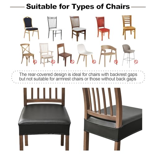 FUANGUI Dining Chair Covers Set of 4, Kitchen Chair Seat Covers - color: Pu-black