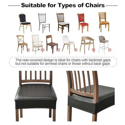 FUANGUI Dining Chair Covers Set of 2, Kitchen Chair Seat Covers - color: Pu-black