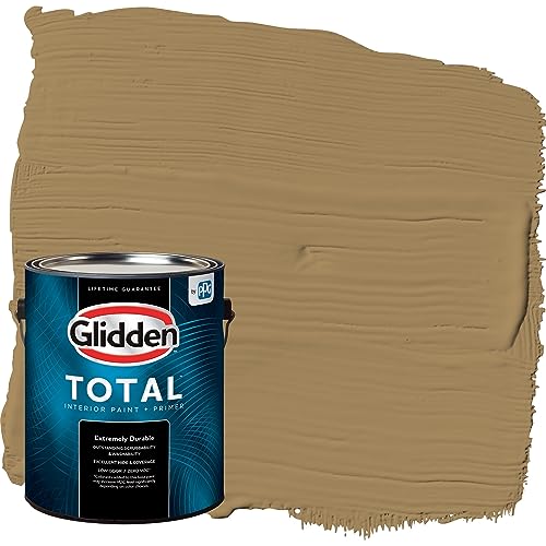 Glidden Total Interior Wall Paint & Primer All-in-One, Timber Beam/Yellow, Flat, 1 Gallon - color: Timber Beam, size: 128 Fl Oz (Pack of 1)