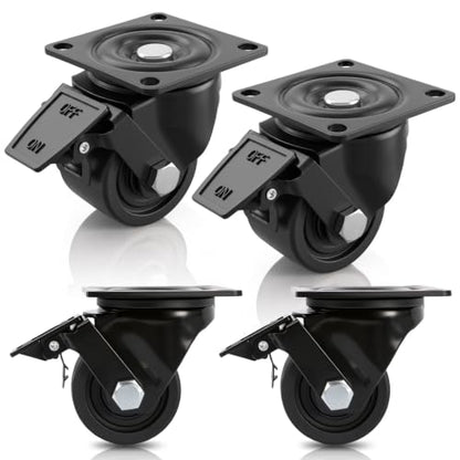 2Inch Heavy Duty Caster Wheels with Brakes, Load Capacity 1600LBS, Set of 4 - size: 2in