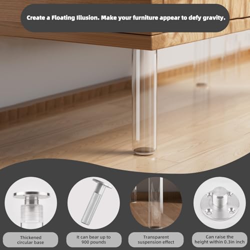Acrylic Furniture Legs Sofa Legs Four Suits Transparent Furniture feet can be Used in Sofas, cabinets, Tables and Other Scenes,8cm, About 3.15 inches. - size: yakeli8cm