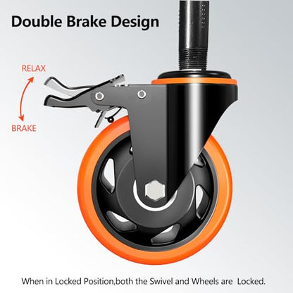 4 inch Stem Caster Wheels 2000lbs, Threaded Stem Casters Set of 4 Heavy Duty,3/8"-16 x 1(Stem Diameter 3/8", Length 1"), Safety Dual Locking Caster, Industrial Castor Wheels for Cart,Furniture - size: 4 Inch_3/8"-16x1"