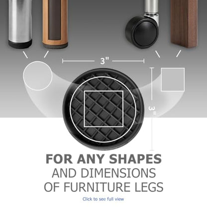 Non Slip Furniture Pads for Hardwood Floors -Yelanon 8Pcs 3” Coasters Cups - color: 8pcs3"round Black Square