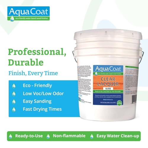 Aqua Coat Clear Lacquer - Gloss (5 Gallon), Self-Cross-Linking, - style: 5 gallon