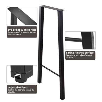 ALLCOS Bar Table Legs 40 Inch Metal Dining Table Legs Heavy Duty Metal Desk Legs Coffee Table Legs, Black, Set of 2 - size: 40 Inch