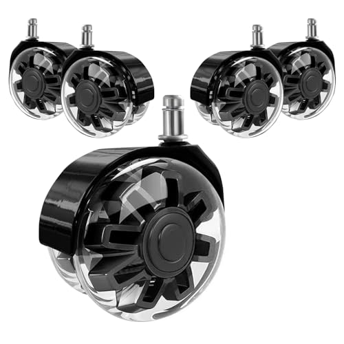 Hirate 3 inch Office Furniture Casters 7/16 inch Stem Dual Rubber Wheel - color: Black, size: 3 inch